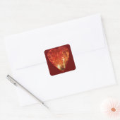Red Heart Fireworks Vierkante Sticker (Envelop)