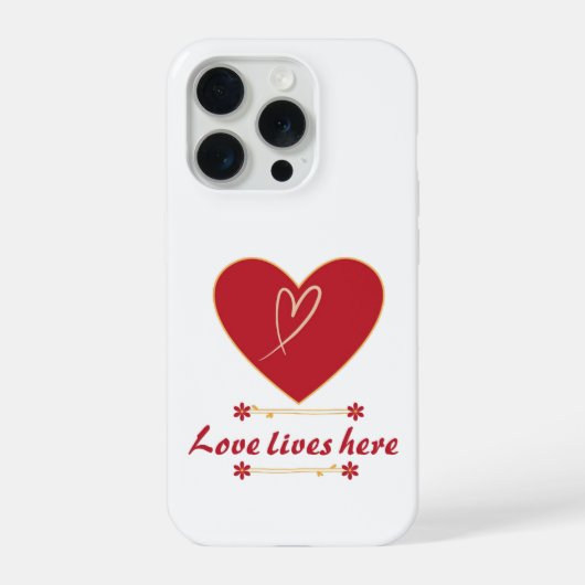Red Heart Floral Design – “Love Lives Here”  iPhone Hoesje (Achterkant)