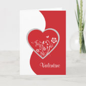 Red Heart Flower Valentijn Card Feestdagen Kaart (Voorkant)