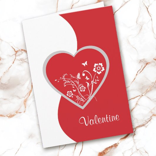 Red Heart Flower Valentijn Card Feestdagen Kaart