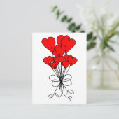 Red Heart Flowers Bouquet Hearts Illustratie Briefkaart (Staand voorkant)