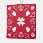 Red Heart Folk Art Pattern-kerstboom Keramisch Ornament (Links)