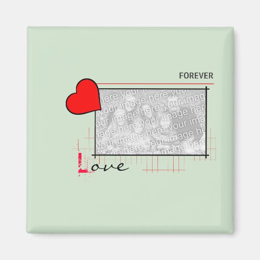 Red Heart Forever Love Foto Magneet (Voorkant)