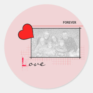 Red Heart Forever Love Foto Ronde Sticker