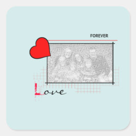 Red Heart Forever Love Foto Vierkante Sticker