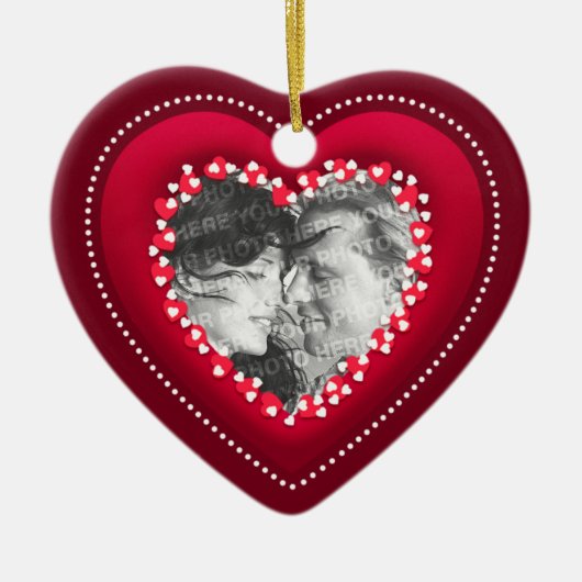Red Heart Foto gepersonaliseerd versieringsmiddel Keramisch Ornament (Voorkant)