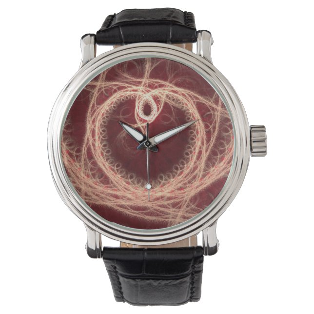 Red Heart Fractal Watch Horloge (Voorkant)