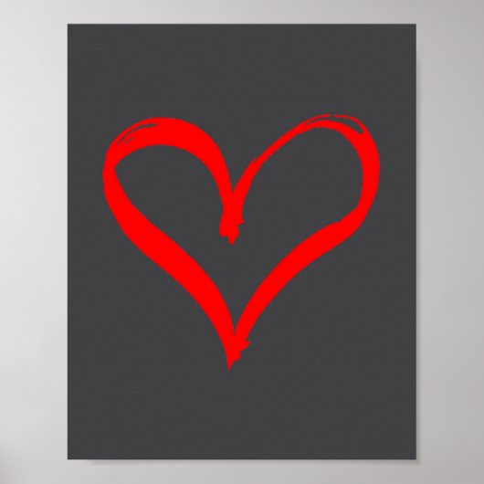 Red Heart Funny Cute Design For Men Women Husband  Poster (Voorkant)