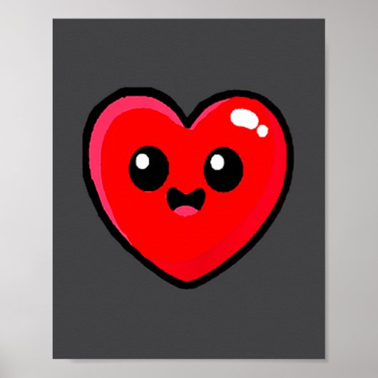 Red Heart Funny Cute Design For Men Women Husband Poster (Voorkant)