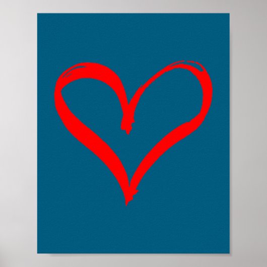 Red Heart Funny Cute Design For Men Women Husband  Poster (Voorkant)