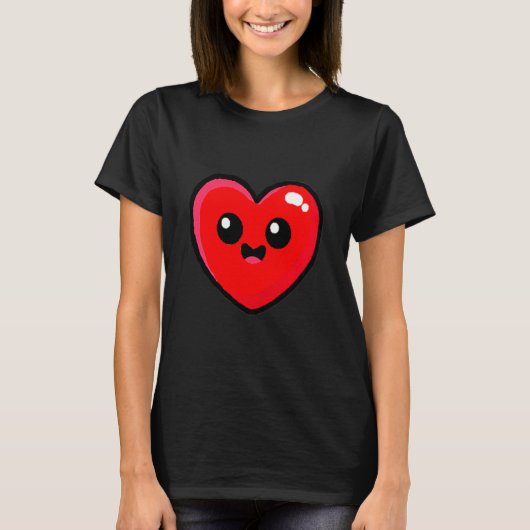 Red Heart Funny Cute Design For Men Women Husband  T-shirt (Voorkant)