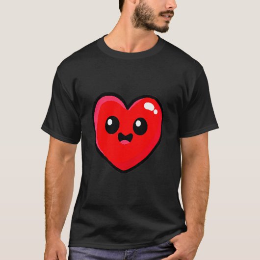 Red Heart Funny Cute Design For Men Women Husband  T-shirt (Voorkant)