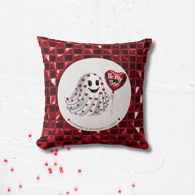 Red Heart Ghost Valentijns Kussen (Custom Valentine's Day Pillow with Cherry Vibe)