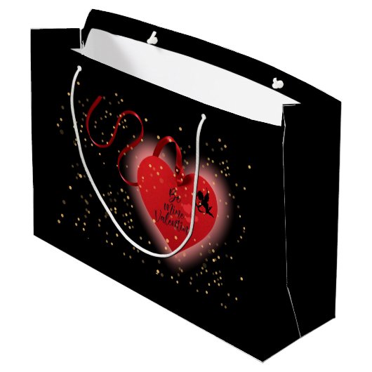 Red Heart Gift Bag Groot Cadeauzakje (Achterkant Gekanteld)