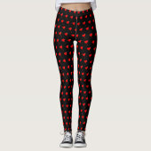 Red Heart Girly Fun BallonPattern Black Trendy Leggings (Voorkant)