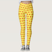 Red Heart Girly Fun ballonPattern Yellow Chic Leggings (Voorkant)