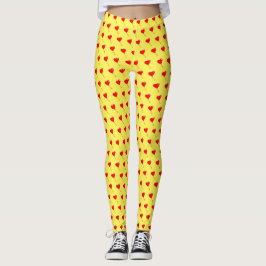 Red Heart Girly Fun ballonPattern Yellow Chic Leggings