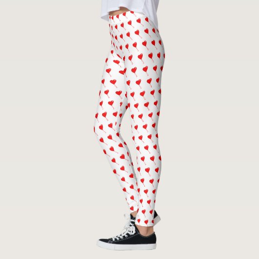 Red Heart Girly Fun Chic Balloon White Leggings (Links)