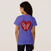Red heart glitter butterfly t-shirt (Achterkant volledig)