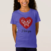 Red heart glitter butterfly t-shirt (Voorkant)