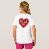 Red heart glitter butterfly t-shirt (Achterkant volledig)