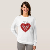 Red heart glitter butterfly t-shirt (Voorkant volledig)
