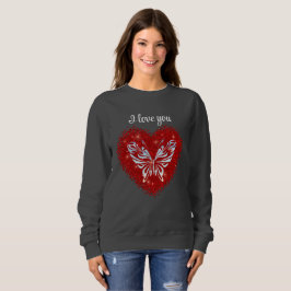Red heart glitter butterfly trui