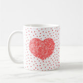 Red Heart Glitter Textuur & Hearts Pattern Koffiemok (Links)