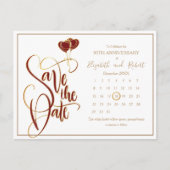 Red Heart Glod 50e Jubileum Save The Date Aankondigingskaart (Voorkant)