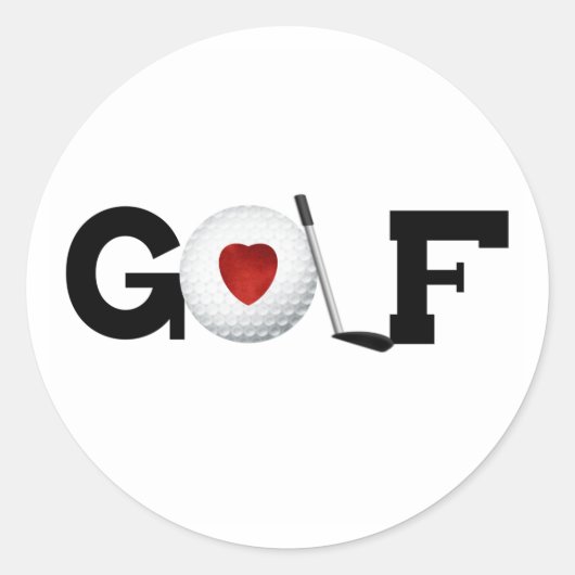 Red Heart Golf Ronde Sticker (Voorkant)