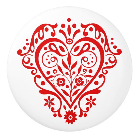 Red Heart Grafisch Ontwerp Keramische Knop (Voorkant)