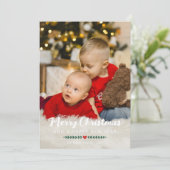 Red Heart Green Twigs Photo Merry Kerstmis Feestdagenkaart (Staand voorkant)