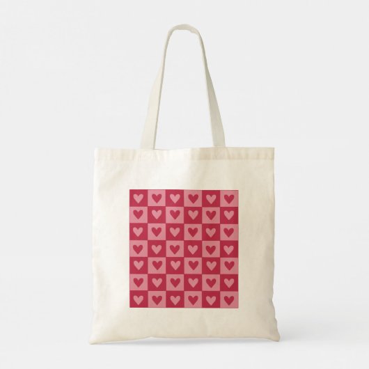 Red Heart Grid-Canvas tas (Achterkant)