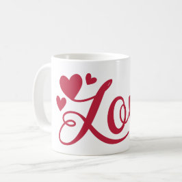 Red Heart Hand-Lettered Love Typografie Koffiemok
