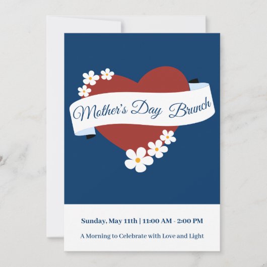 Red Heart Happy Moederdag Banner Evenement Kaart (Voorkant)