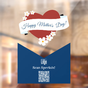 Red Heart Happy Moederdag Banner-Scan Specials! Raamsticker