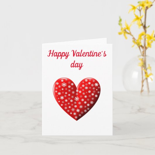 Red Heart Happy Valentijnsdag Kaart (Gele Bloem)