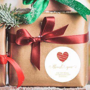 Red Heart Hartelijk dank dat u het kleinbedrijf on Ronde Sticker