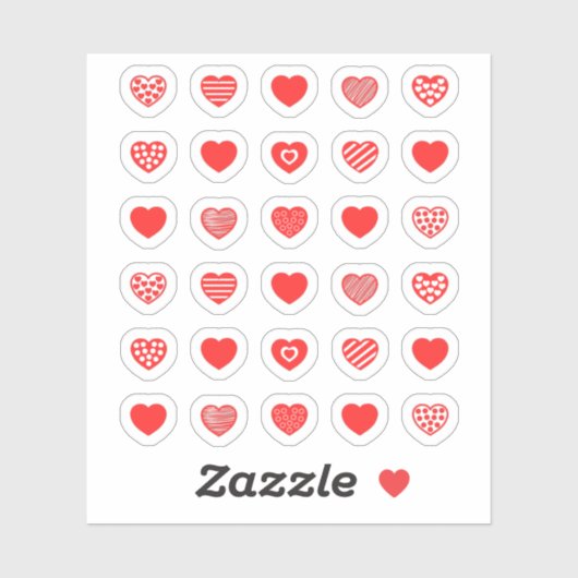 Red Heart Hearts patroon pack Sticker (Vel)