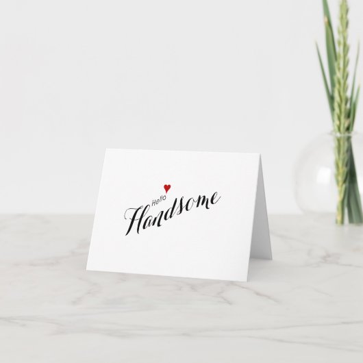 Red Heart Hello Handsome Wedding Kaart (Voorkant)