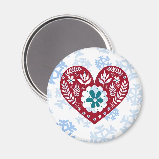 Red  Heart Holiday Love Magneet (Voorkant / Achterkant)