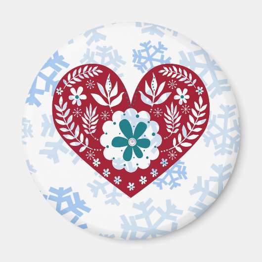 Red  Heart Holiday Love Magneet (Voorkant)