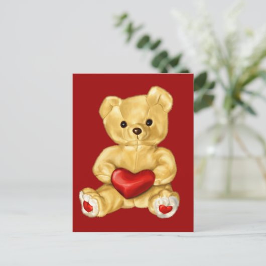 Red Heart Hypnotizing Cute Teddy Bear Briefkaart (Staand voorkant)