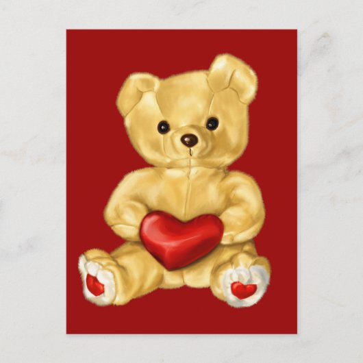 Red Heart Hypnotizing Cute Teddy Bear Briefkaart (Voorkant)