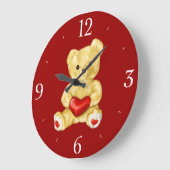 Red Heart Hypnotizing Cute Teddy Bear Grote Klok (Hoek)