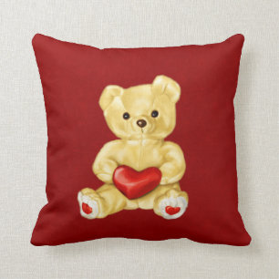 Red Heart Hypnotizing Cute Teddy Bear Kussen