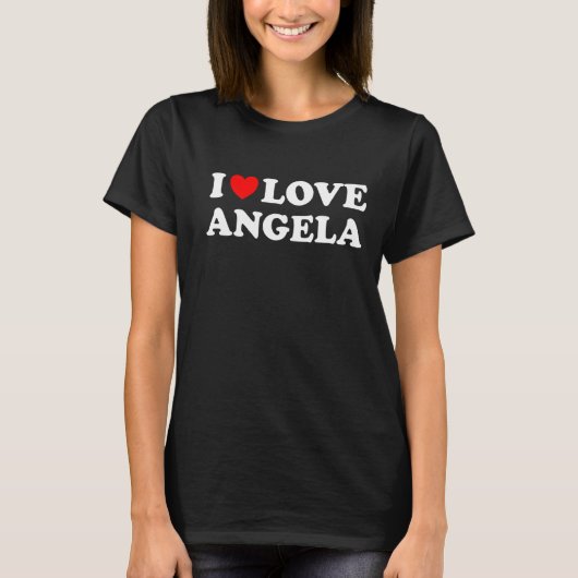 Red Heart I Love Angela T-shirt (Voorkant)
