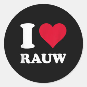 Red Heart I Love beroemd gemaakt door Rauw Ronde Sticker
