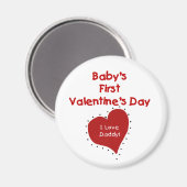 Red Heart I Love Dad First Valentijnsdag Magneet (Voorkant / Achterkant)