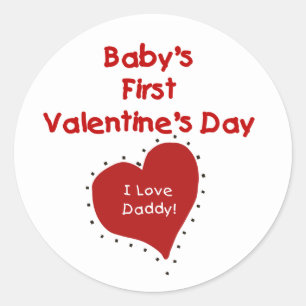 Red Heart I Love Dad First Valentijnsdag Ronde Sticker